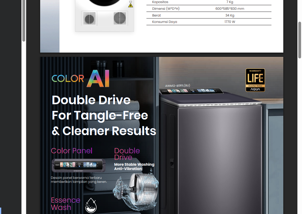 AQUA Top Load Washing Machine